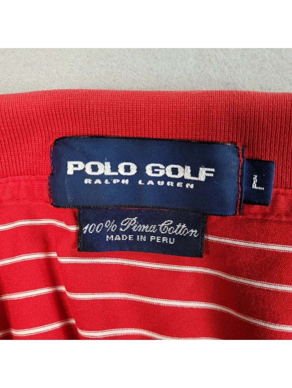 Polo Ralph Lauren Mens L Pima Soft Touch Striped Polo Shirt Red White Nautical